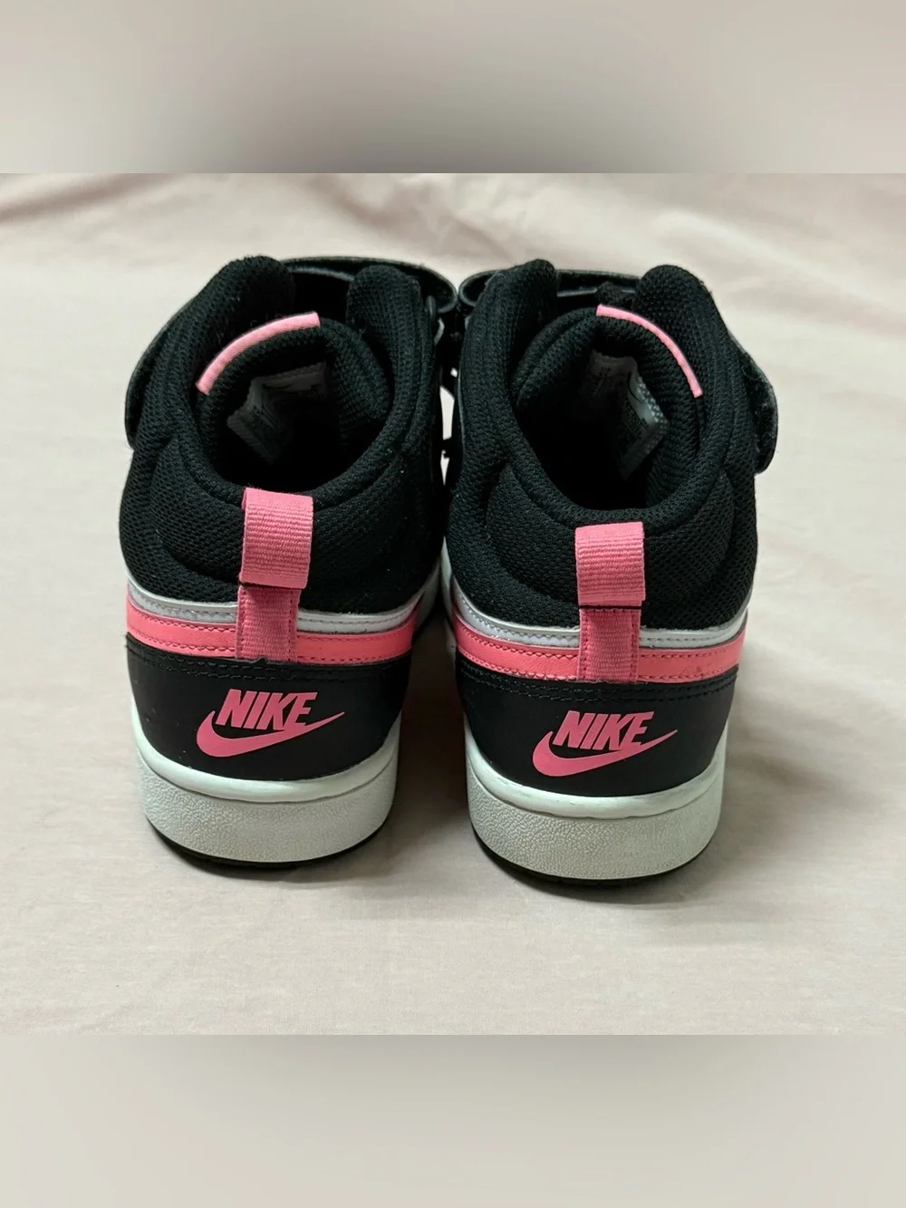 Nike Kids High-Top Sneakers in Black White Pink Accent